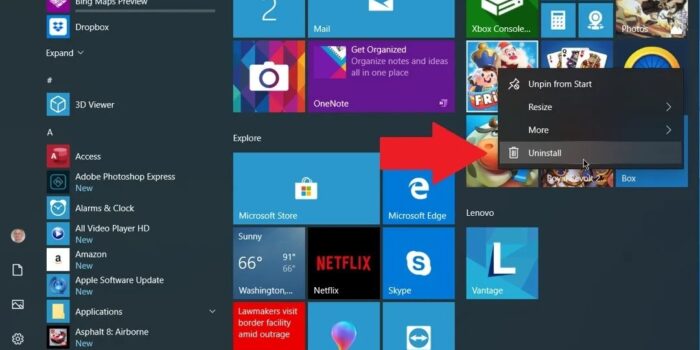 Uninstall Aplikasi Di Windows 10 Melalui Menu Start